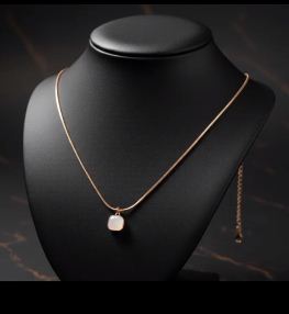 Minimalist Moonstone Pendant Necklace – Elegant Rose Gold Chain for Everyday Glamour