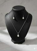 Elegant Silver-Plated Pearl Pendant Necklace & Earring Set – Timeless Grace for Every Occasion