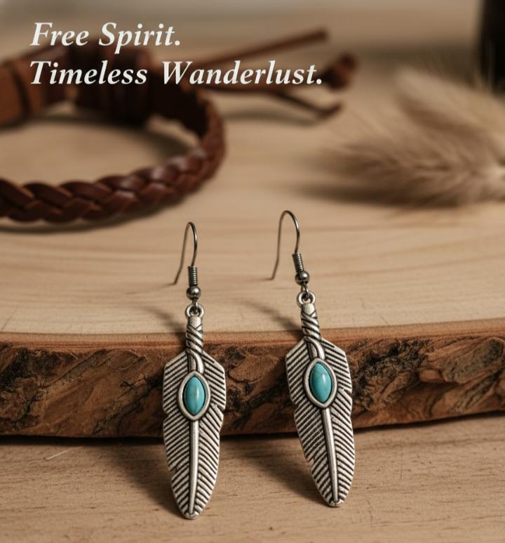Bohemian Round Water Droplets Arylic Turquoise Tassel Hollow Out Inlay Drop Earrings