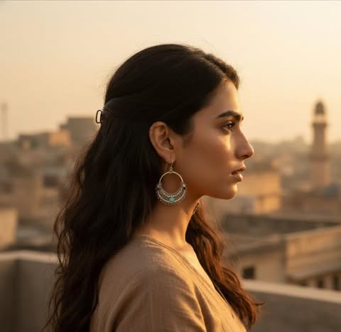 Bohemian Round Water Droplets Arylic Turquoise Tassel Hollow Out Inlay Drop Earrings