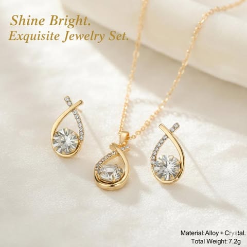 Simple Style Shiny Water Droplets Alloy Inlay Rhinestones Women'S Jewelry Set