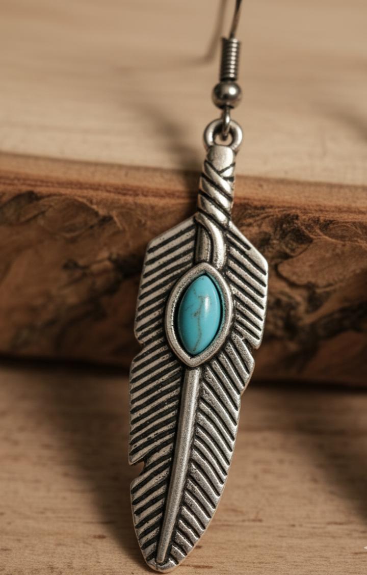 Bohemian Round Water Droplets Arylic Turquoise Tassel Hollow Out Inlay Drop Earrings