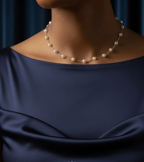 Classic Pearl Choker Necklace – Elegant Gold-Plated Chain with Lustrous Beads for Timeless Beauty
