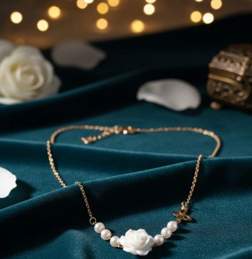Eternal Bloom Pearl Rose Necklace – Grace in Every Petal