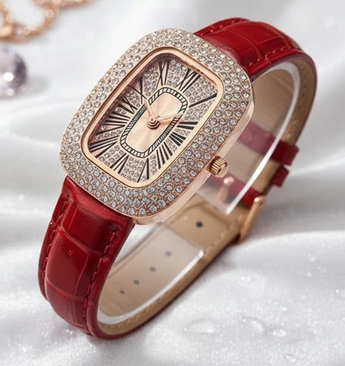 Women's Little Green Oval Dial Leisure Watch With Rhinestone And Gypsophila Case In Alloy Buckle In Stainless Steel Mineral Reinforced Glass Mirror