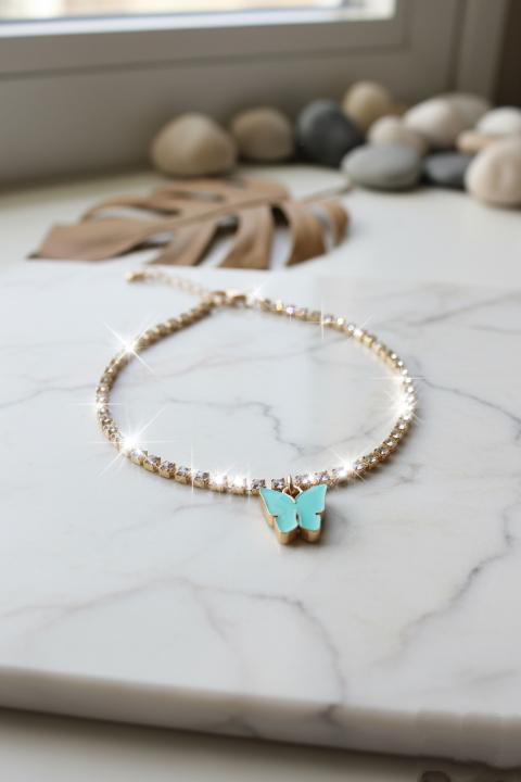 Dazzling Rhinestone Butterfly Anklet – Elegant Alloy Design for Women