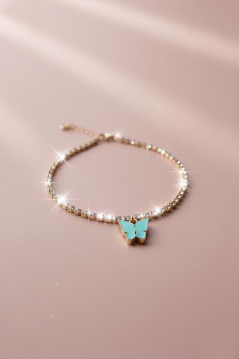 Dazzling Rhinestone Butterfly Anklet – Elegant Alloy Design for Women