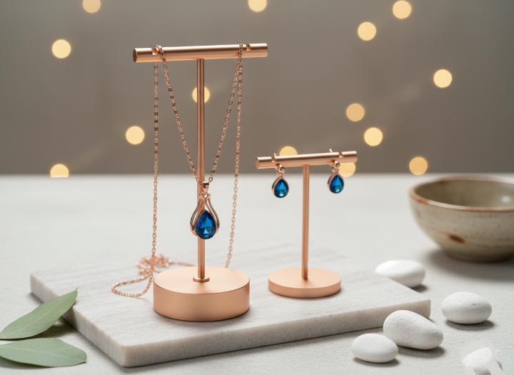 The Emerald Dewdrop Jewelry Set in Rose Gold Embrace Timless Elegance With our Captivating Emrald Dewdrop Jewelry Set