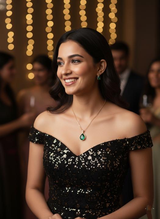 The Emerald Dewdrop Jewelry Set in Rose Gold Embrace Timless Elegance With our Captivating Emrald Dewdrop Jewelry Set