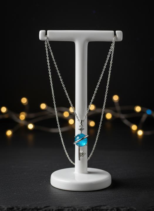 Starlit Orbit Layered Necklace – Shimmering Cosmic Charm