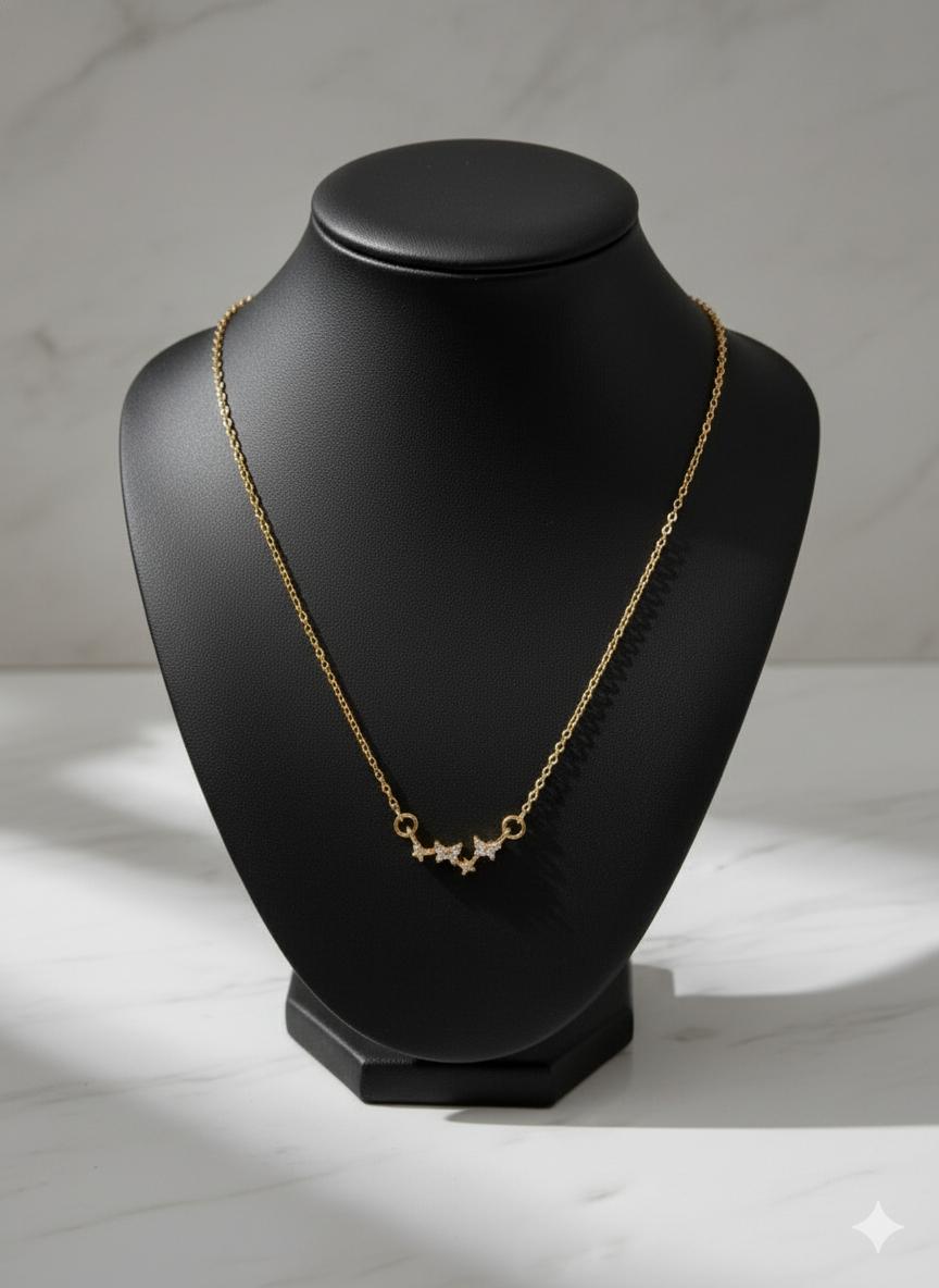 Golden Starry Charm Necklace – Elegant Minimalist Constellation Pendant for Women