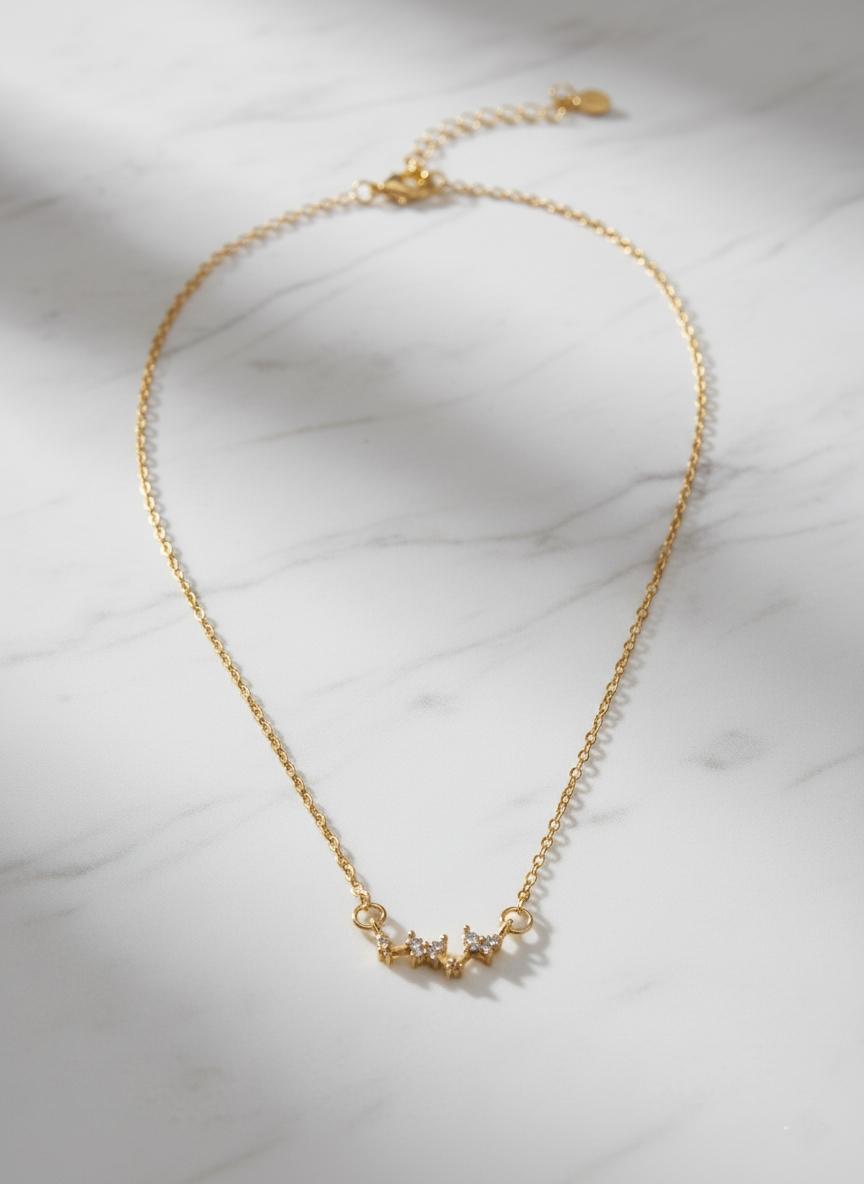 Golden Starry Charm Necklace – Elegant Minimalist Constellation Pendant for Women
