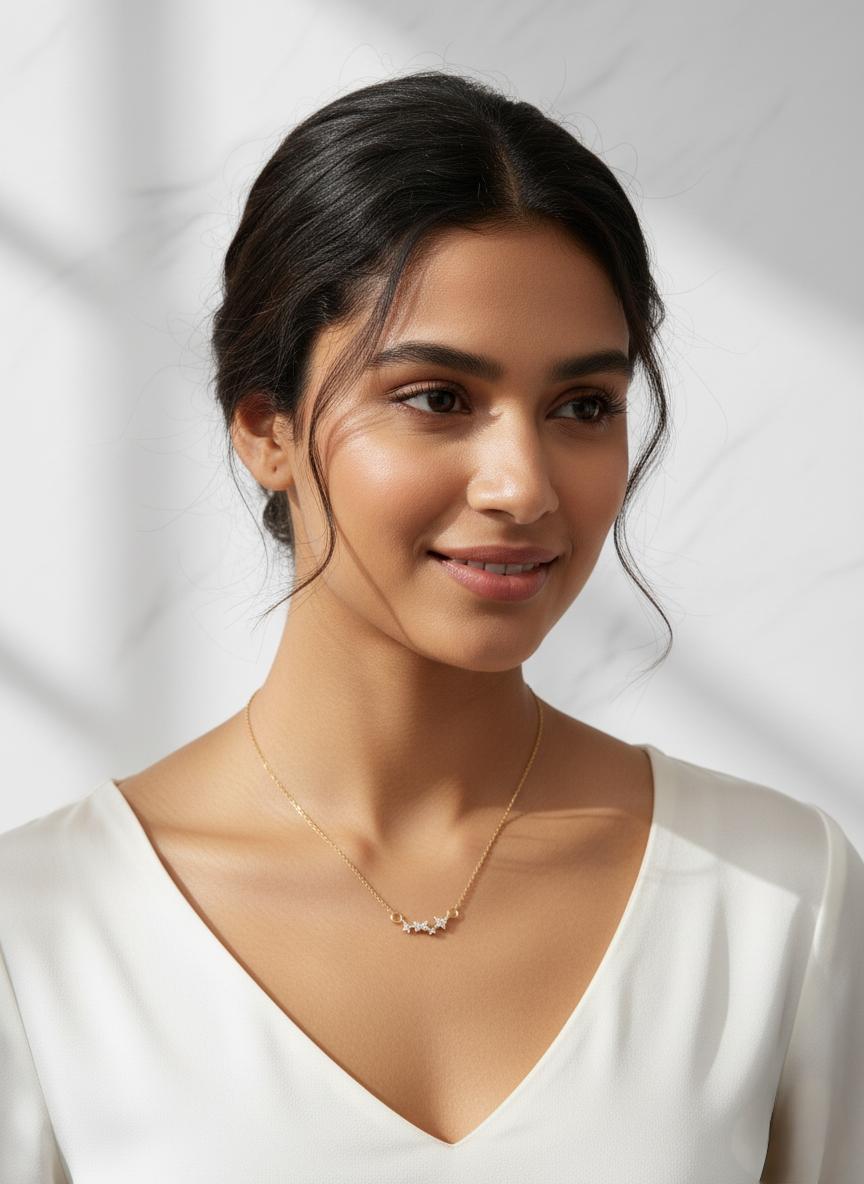 Golden Starry Charm Necklace – Elegant Minimalist Constellation Pendant for Women