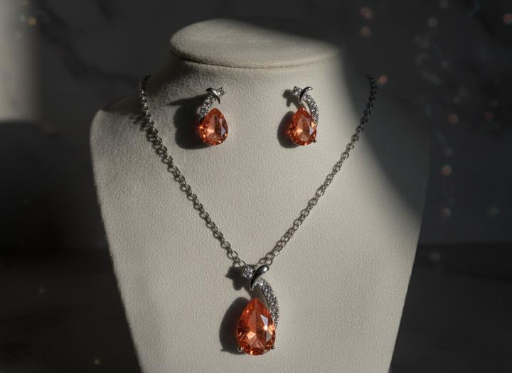 The Royalty Set: Rose Gold Teardrop Pendant and Stud Earrings