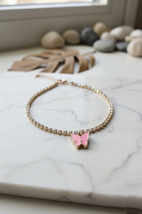 Dazzling Rhinestone Butterfly Anklet – Elegant Alloy Design for Women