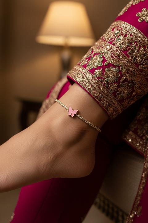 Dazzling Rhinestone Butterfly Anklet – Elegant Alloy Design for Women