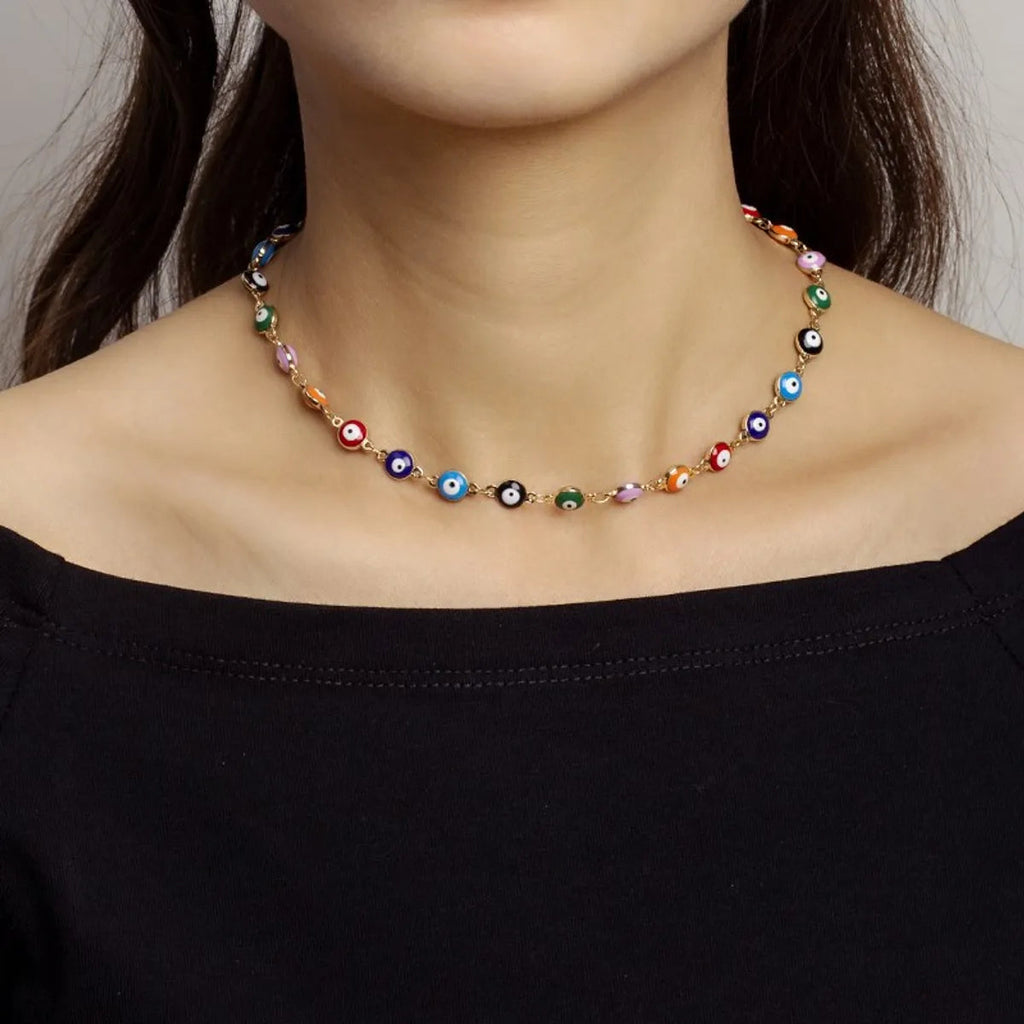 Bohemian Style Colorful Retro Devil Eyes Necklace