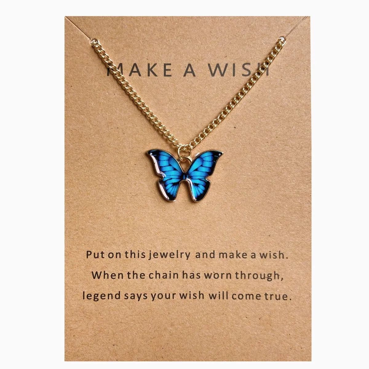 Simple Fashion Retro Multicolor Butterfly Necklace (Blue)